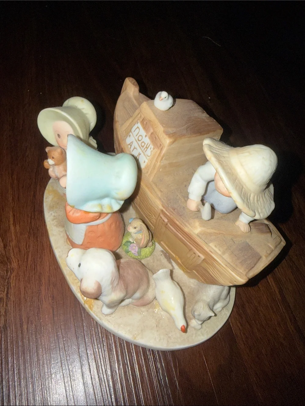 Noah's Ark Ceramic Figurine Set in Pastel Colors
